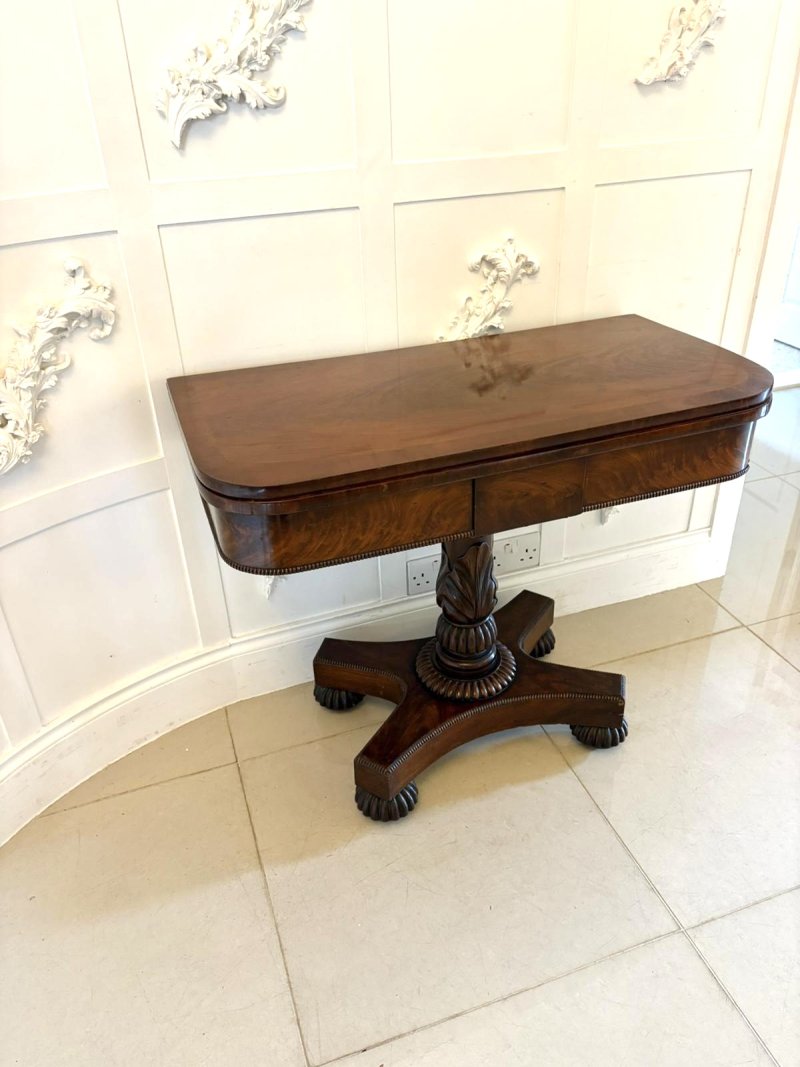 Antique William IV Quality Figured Mahogany Card/Console Table